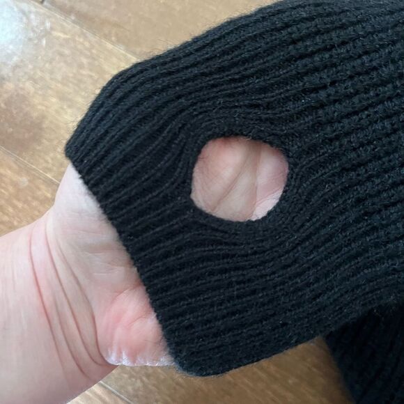 LPA Revolve Long Sleeve Ribbed Black Midi Sweater Dress Waist Tie - Picture 5 of 6